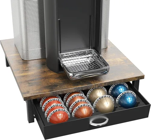 Vista 15 de Deco Brothers cajón de almacenamiento con soporte para cápsulas Nespresso vidrio templado, VertuoLine
