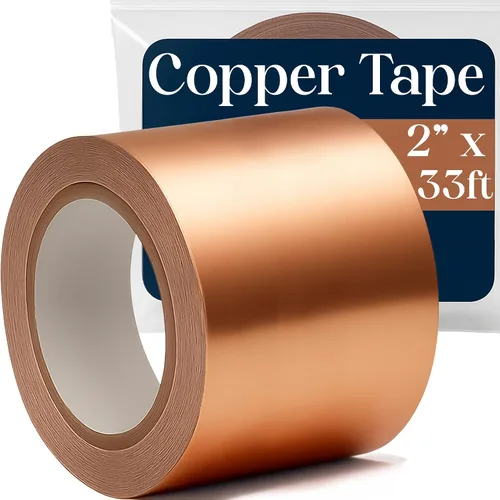 Vista 8 de Kraftex Cinta de cobre de 1/2 pulgada x 66 pies. Cinta de lámina de cobre para soldadura de vitrales con adhesivo conductor. Gran blindaje