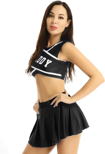Vista 2 de Oyolan Conjunto de 2 piezas para mujer, con estampado de animadora, vestido de animador