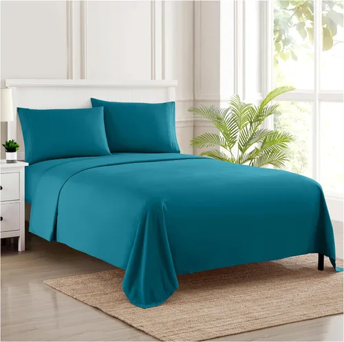 Vista 38 de Juego de sábanas extrasuaves de tamaño individual, ropa de cama transpirable y lujosa con correas elásticas integradas para las esquinas, colección
