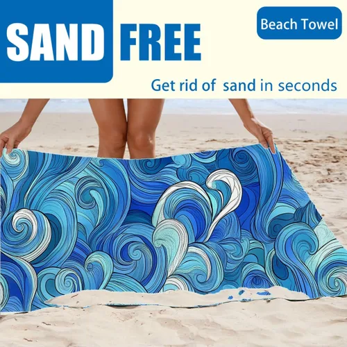 Vista 4 de Toallas de playa de gran tamaño de microfibra sin arena, de secado rápido, toallas de playa suaves y absorbentes, toallas de baño extra grandes, 30