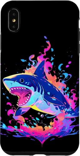 Vista 11 de iPhone 16 Colorful Shark, Spirit Animal, Multicolor Art, Case