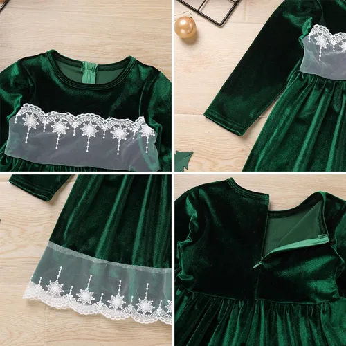 Vista 4 de ODIZLI Vestido de terciopelo para niñas pequeñas, manga larga, volantes, ropa de otoño e invierno