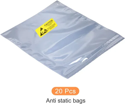 Vista 6 de Bolsas antiestáticas de blindaje ESD resellables con etiquetas, [para dispositivos electrónicos, GPU, disco duro, SSD, placa base, HDD], 12 x 16