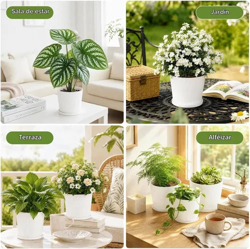 Vista 8 de 2 macetas para interiores, macetas pequeñas de 4.8 pulgadas + 5.5 pulgadas Beige