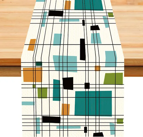 Vista 48 de Camino de mesa con estampado de piel de vaca, lino y algodón, rústico, estilo occidental, color negro, marrón, piel de vaca, para decoración