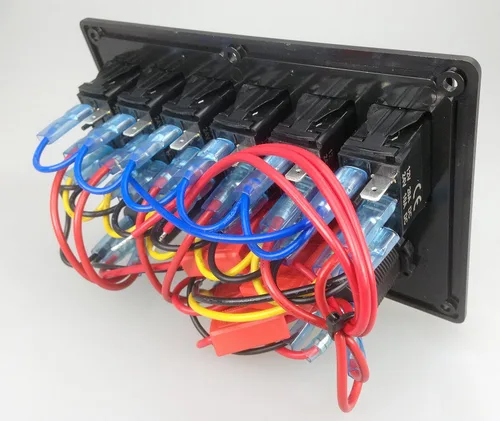 Vista 5 de Pactrade Marine Coche RV Barco 6 Gang LED Azul Interruptor Basculante Panel USB Voltímetro