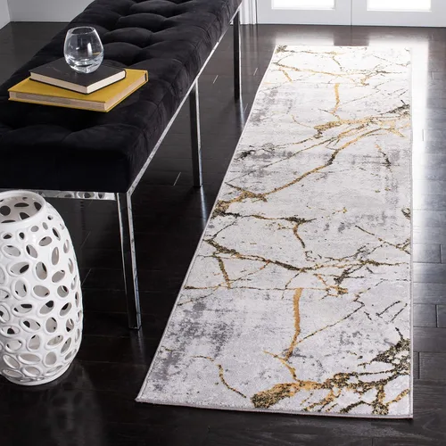 Vista 10 de SAFAVIEH Amelia Collection - Alfombra decorativa de 2 x 4 pies, gris y negro, diseño abstracto moderno, no desprende pelusa y de fácil cuidado