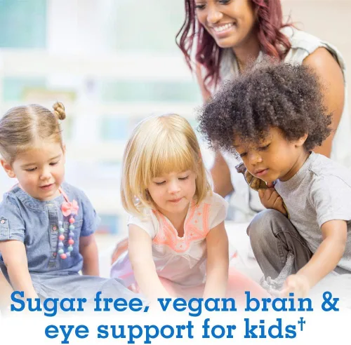 Vista 2 de Garden of Life Kids Plant Omega-3 Liquid, fresa - Soporte vegano para el cerebro y los ojos para niños, suplemento de ALA, DHA y EPA para niños a
