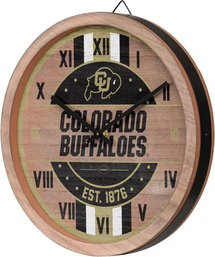 Vista 2 de FOCO NCAA Reloj de pared de barril de madera