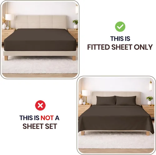 Vista 16 de SGI bedding 100% Egyptian Cotton 600 TC Twin Size Fitted Sheet Only Soft, Smooth Sateen Weave 15" inch Deep Pocket Fitted Bed Sheet - White