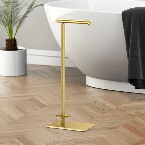 Vista 18 de Gatco 1431SN, soporte de papel higiénico independiente con base rectangular, moderno, 22.25 pulgadas, níquel satinado/soporte de papel higiénico
