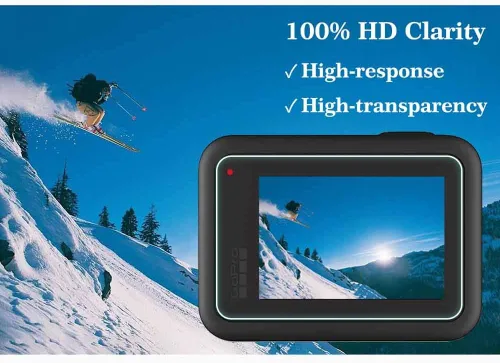Vista 4 de ULBTER Protector de pantalla para cámara GoPro Hero 8 Hero8 negro + protector de pantalla de lente + cubierta de tapa de lente, protector de vidrio