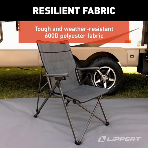 Vista 7 de Lippert Sun Soaker - Silla de camping reclinable de tres posiciones con tela de poliéster 600D, respaldo/asiento acolchado, estructura de marco