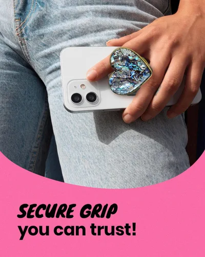 Vista 5 de OnTheGrip Cute Natural Seashell Design Heart Shape Collapsible Mobile Phone Grip Stand Holder for Smartphone Tablet Cell Phone Accessory