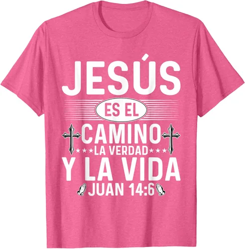 Vista 25 de Camisetas Cristianas en español Versículos Biblia Juan 14:6 Camiseta, Negro, S