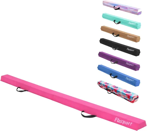 Vista 10 de FBSPORT Viga de Equilibrio de 8 pies/6 pies: Equipo de Gimnasia de Suelo Plegable para Niños y Adultos, Base de Goma Antideslizante, Viga