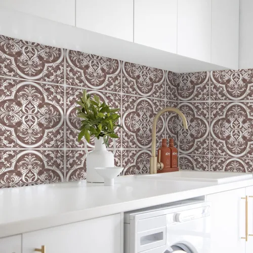 Vista 39 de Alwayspon Adhesivos de transferencia de azulejos de vinilo esmerilado para despegar y pegar, calcomanías autoadhesivas para azulejos de pared Flores