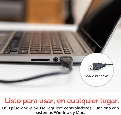 Vista 4 de Verbatim Slimline - Combo de teclado y mouse con cable, teclado numérico USB Plug-and-Play, patas de inclinación ajustables, mouse con cable óptico