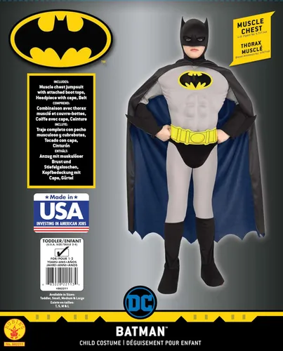 Vista 3 de Super DC Heroes Deluxe Muscle Chest El Batman Disfraz infantil