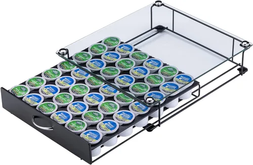 Vista 8 de K Cup Pod - Cajón superior de hierro, soporte para cápsulas de café, compatible con almacenamiento de cápsulas, 42 K cup (negro)