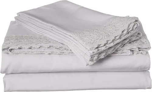 Vista 27 de Modern Threads - Sábanas de encaje de crochet de microfibra suave, sábanas de microfibra de lujo, incluye sábana encimera, sábana bajera con Beige