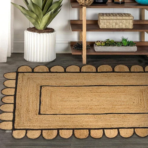 Vista 7 de GRUHUM Alfombra rectangular de yute de fibra natural, tejida a mano, estilo bohemio, reversible, respetuosa con el medio ambiente, trenzada, suave
