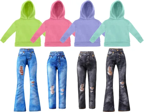 Vista 8 de 8 piezas de ropa para muñecas de 11.5 pulgadas, negro, naranja, rojo, verde