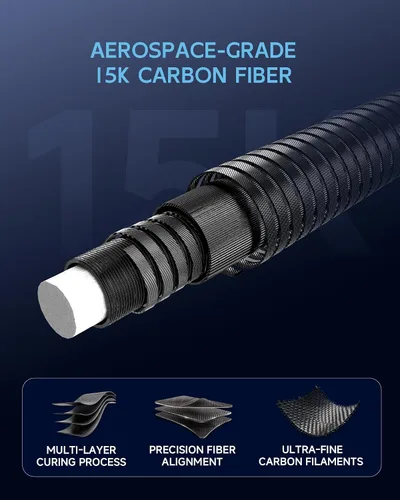 Vista 5 de KONLLEN 2.0 Carbon Fiber Pool Cue, Low Deflection Shaft Pro taper cue with 11.8mm or 12.5mm tip, ebony inlay design and adjustable weight system