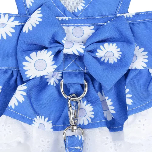 Vista 5 de Zunea Conjunto de arnés para niñas pequeñas con correa, sin tirones, chaleco para cachorros, arneses, patrones florales, vestidos de princesa