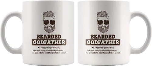 Vista 6 de Panvola Taza con definición de padrino barbudo, regalo de ahijado, ahijado, ahijada, bautizo, bautismo, día del padre, apreciación de la barba