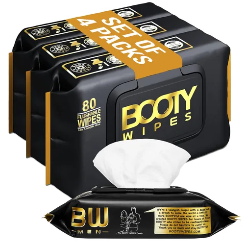 Vista 7 de BOOTY WIPES 80 toallitas desechables para hombres y mujeres, toallitas para adultos, infundidas con vitamina E y aloe, toallas húmedas extra