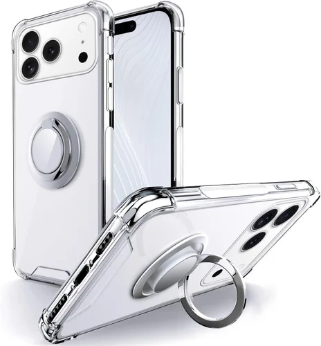 Vista 9 de Silverback Funda transparente diseñada para iPhone 15 con soporte de anillo, protección que absorbe los golpes, a prueba de golpes, funda