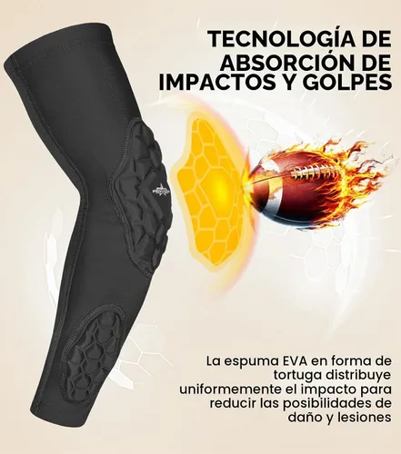 Vista 5 de Mangas acolchadas de fútbol para jóvenes y adultos, protección del Negro
