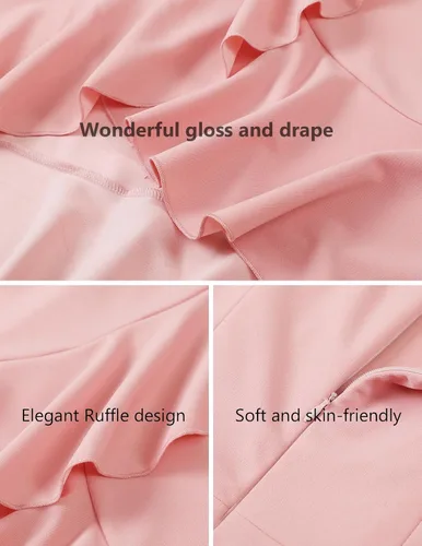 Vista 6 de DRESSTELLS Vestidos formales para mujer 2023 con volantes, cuello en V, vestido de cóctel, fiesta de té, vestido modesto de iglesia para invitados