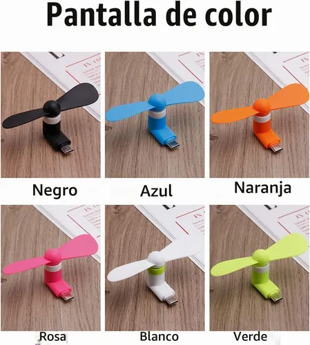 Vista 6 de PCTC 3PCS USB tipo C mini ventilador de teléfono móvil Negro/Blanco/Verde