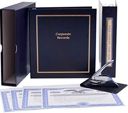 Vista 7 de Kit para empresas sin fines de lucro (Negro) - carpeta, fundas, certificados de acciones, fichas de índice y sello corporativo de metal