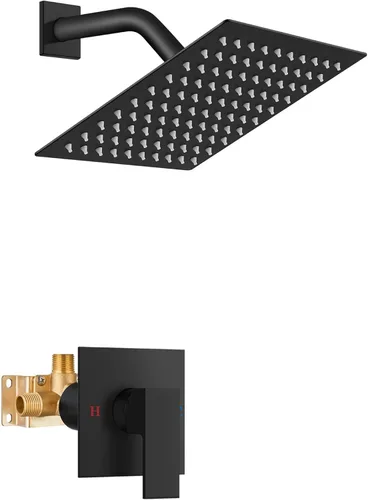 Vista 22 de Airuida - Juego de grifo de ducha, kit de válvula de ducha de 4 pulgadas, negro mate Roscas macho,Kit de ajuste de ducha de válvula áspera,Juego