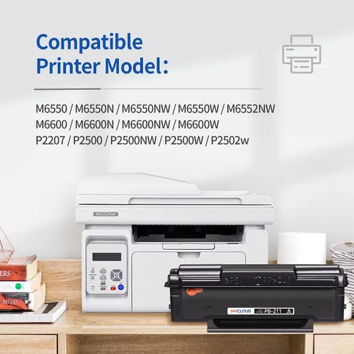 Vista 3 de INKCLOUD Cartucho de tóner negro PB-211 PB-211 EV compatible con impresoras Pantum P2200, P2500W, P2502W, M6500NW, M6550NW, M6552NW, M6600NW
