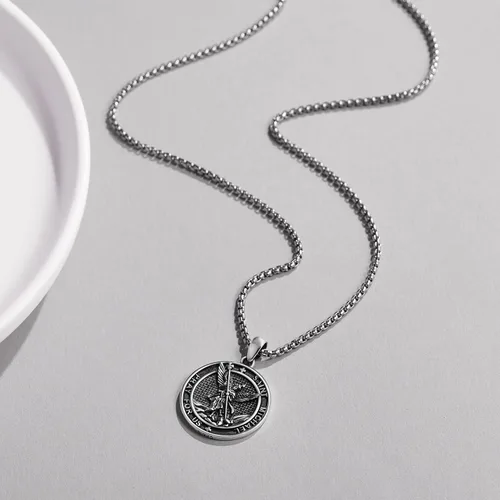 Vista 3 de DOTBJ Collar con colgante de cruz de San MiguelSan CristófaloSan BenitoSan PatricioJesús Amuleto de joyería para hombres y mujeres con cadena Rolo