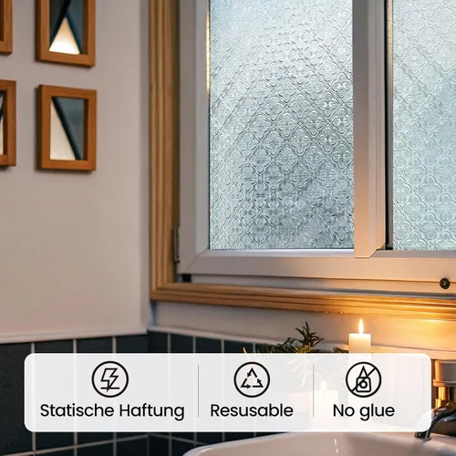 Vista 6 de Película 3D para ventana de vitral, película decorativa de privacidad para ventana de baño, puerta delantera, hogar, bloqueo solar, control