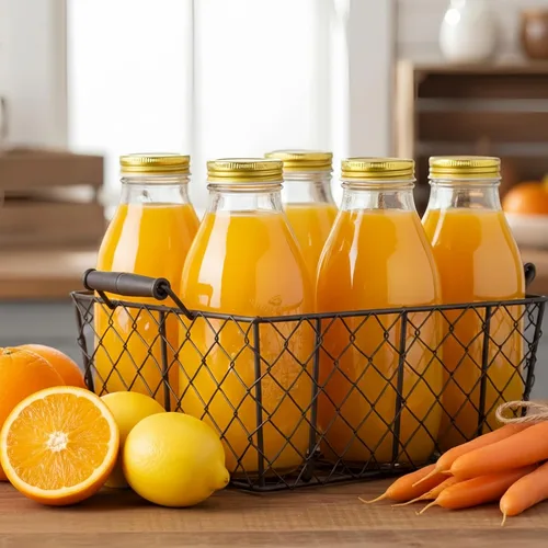 Vista 8 de ZOOFOX Paquete de 4 botellas de leche de vidrio de 32 onzas con tapas, recipiente de leche vintage para refrigerador, botellas de jugo de vidrio