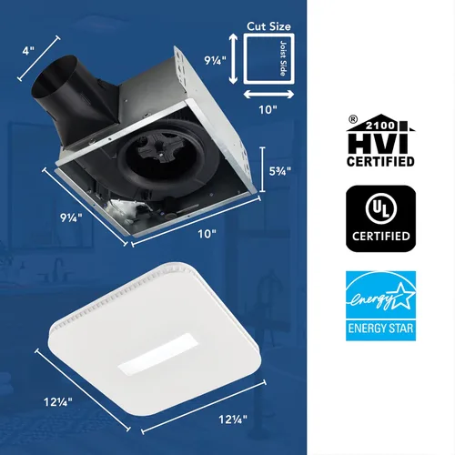 Vista 3 de Broan-NuTone AER80CCTK CleanCover - Ventilador de baño, 80 CFM, 0.7 Sone, con luz LED CCT seleccionable, Energy Star, blanco
