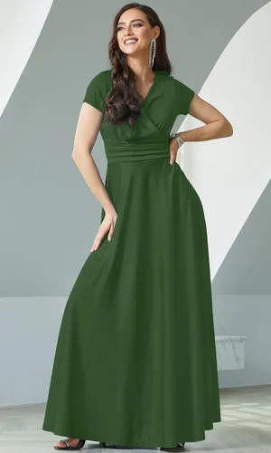 Vista 3 de KOH KOH Vestido de cóctel sexy de manga corta con cuello en V para mujer