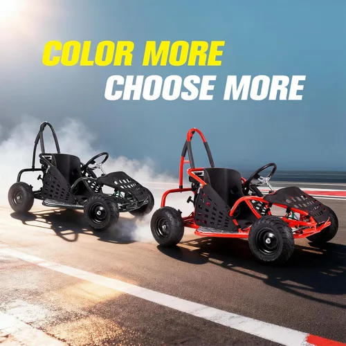 Vista 7 de HOVER HEART 79cc 4-Stroke Gas Go Kart, 2.5HP todoterreno GoKart aprobado por EPA con marco tubular de acero, cinturón de seguridad, neumáticos todo