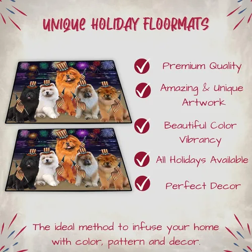 Vista 3 de Doggie of the Day Chow Chow Dogs Floor Mat - 4th of July Independence Day - Best Dog Doormat - Protector Decor - Unique Portrait Art - Premium