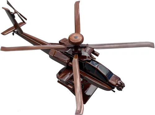 Vista 6 de AH-64 (AH64) Modelo de helicóptero de escritorio de madera de caoba Apache