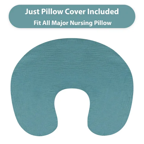Vista 2 de Hooyax Funda de almohada de muselina para lactancia, suave y transpirable, funda de almohada para madres lactantes, funda de almohada elástica Azul