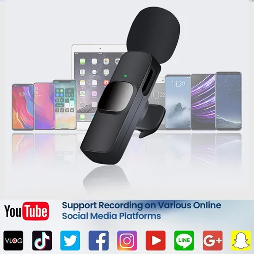 Vista 3 de Mini micrófono, micrófono inalámbrico 3 en 1 para iPhone, iPad, Android, cámara, micrófonos de solapa inalámbricos profesionales para grabación