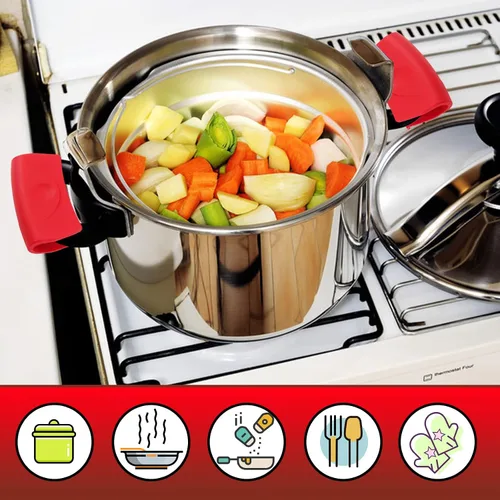 Vista 7 de 6 soportes de silicona para mango caliente, cubierta para ollas, funda antideslizante para ollas, resistente al calor, mango para utensilios